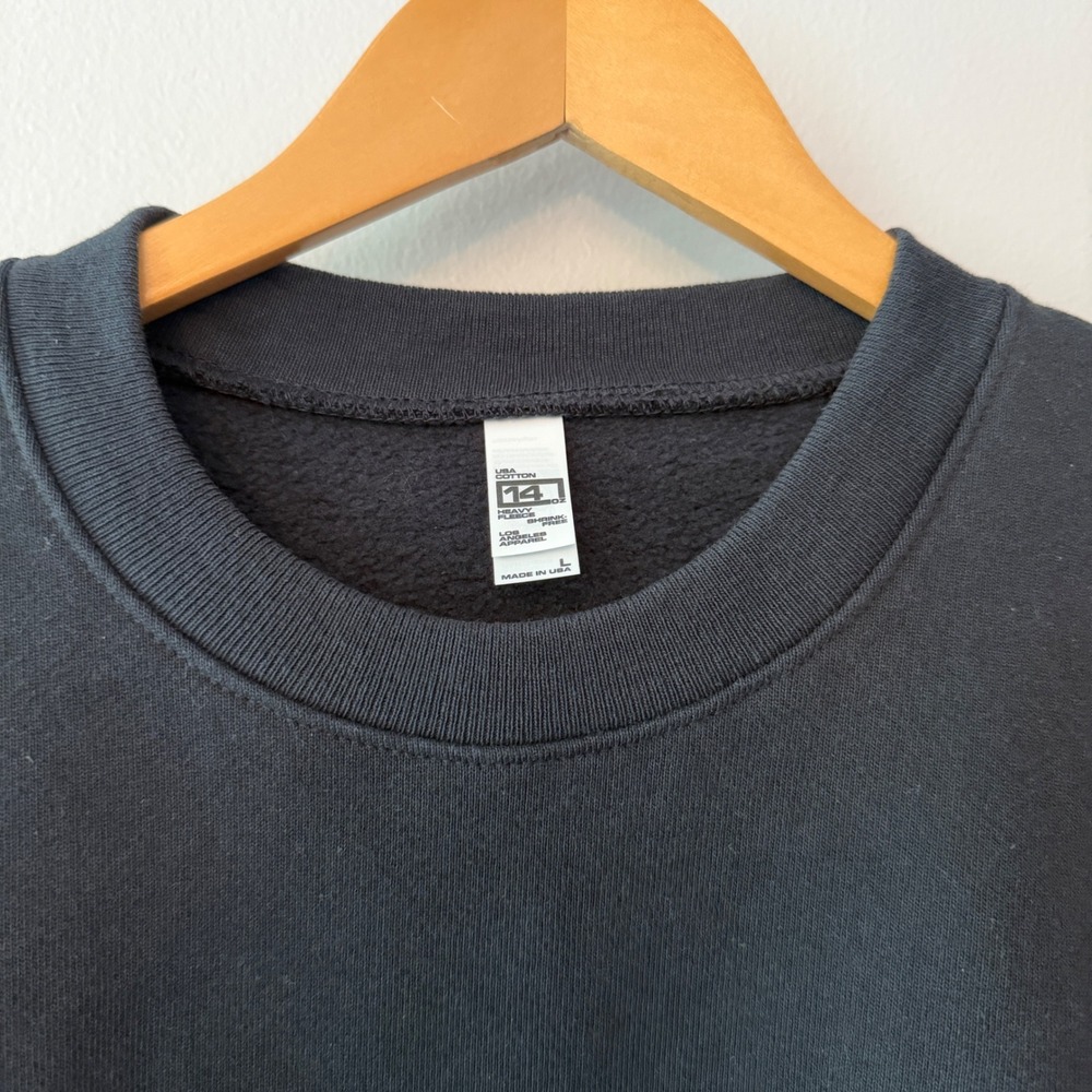 Los Angeles Apparel HF07 Heavy Fleece Crewneck Sweatshirt Black Mens Large Blank - Picture 3 of 6